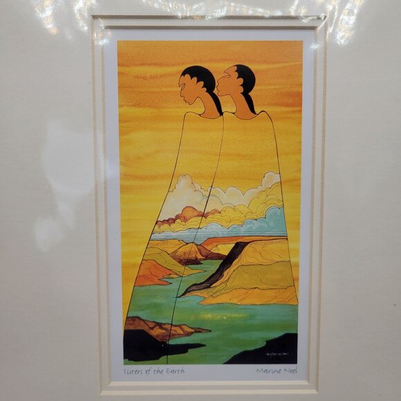 Sisters Of The Earth Print By Maxine Noel Sioux Name Ioyan Mani Matted Artwork - Picture 1 of 9